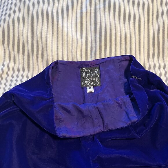 Vintage Cynthia Rowley Royal Purple Velvet Pants 90's Dream - Picture 2 of 9